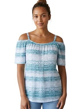 Grand & Greene Abstract Off Shoulder Flowy Top